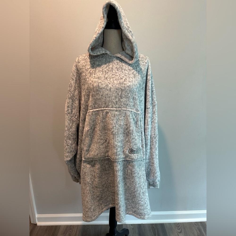 The Comfy Original Blanket Hoodie Sherpa Sweatshirt Pullover Gray One Size